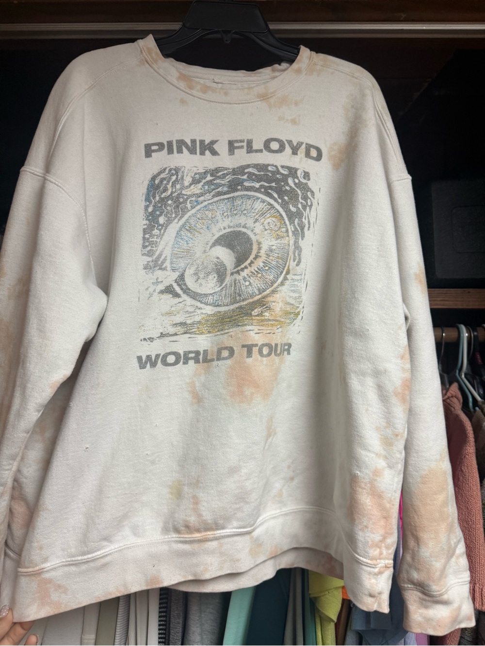 Pink Floyd Cream Crewneck Sweatshirt with Tan Dye Accents